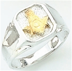 Master Mason ring Square front with rounded edge & S,C and "G"  - Sterling Silver