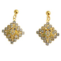 Eastern Star rhinestone dangle pierced earrings