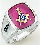 Master Mason Ring Square stone with S&C and "G" - Sterling Silver