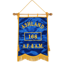 Custom Masonic Lodge Door Banner – Royal Blue Satin with Embroidery