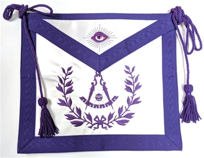 Purple Satin PM apron with Wreath - CLEARANCE