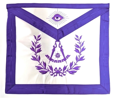 Purple Satin PM apron with Wreath - Elastic Belt