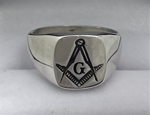 Master Mason ring round face with large S&C and "G" - 10KYG