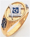 Masonic ring Enameled Round Front with S&C and "G" - 10KYG