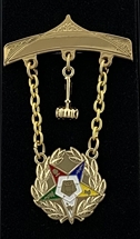 Eastern Star Matron/ Past Matron Gold Plate swinger Jewel. - Backordered