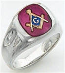 Master Mason ring Square stone & rounded edges with S&C and "G" - Sterling Silver