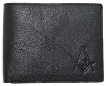 Masonic Dark Brown Leather Folding Wallet