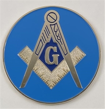 Metal Cast Masonic Emblem with  Light Blue Background