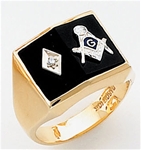 Masonic Ring with 1/2 pt diamond - 9939 - solid back