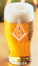 Masonic engraved Tulip Beer Glass