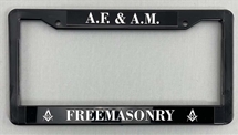 Masonic Black Plastic License Plate Frame