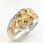 Master Mason ring Round front with S&C and "G" - Sterling Silver