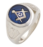 Masonic rings Round stone with S&C and "G" - Sterling Silver