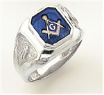 Master Mason ring Square stone & rounded edges with S&C and "G"- Sterling Silver