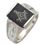 Master Mason ring Square stone with S&C and "G"- Sterling Silver