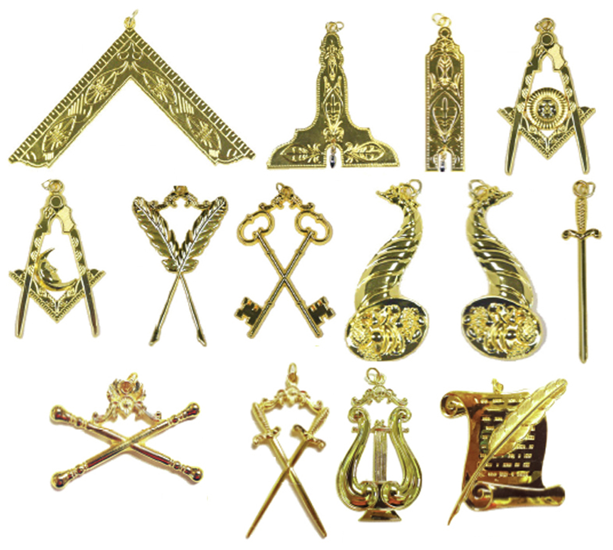 Gold Blue Lodge Officers Jewels