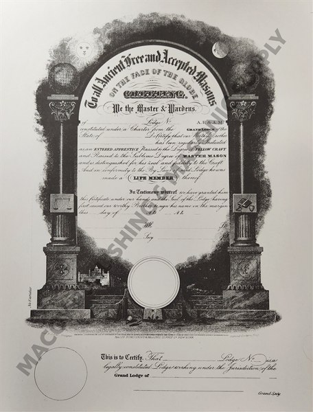 Masonic AF&AM Life Member Certificate