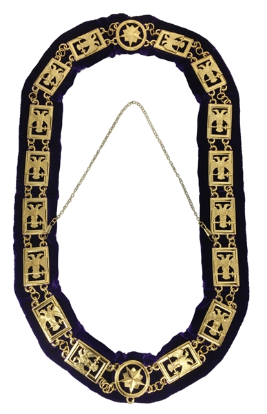 Scottish Rite wings up gold Chain Collar purple lining