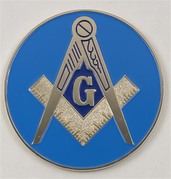 Metal Cast Masonic Emblem with  Light Blue Background