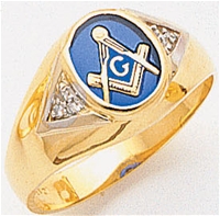 Masonic Ring with 1/20 ct diamonds - 9936