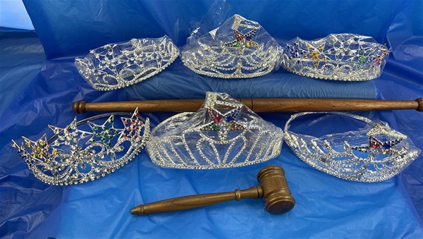 Six (6) Eastern Star Crowns plus a gavel and baton Bundle - Sold AS IS, NO RETURNS