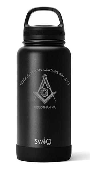 Masonic Custom Black Water Bottle