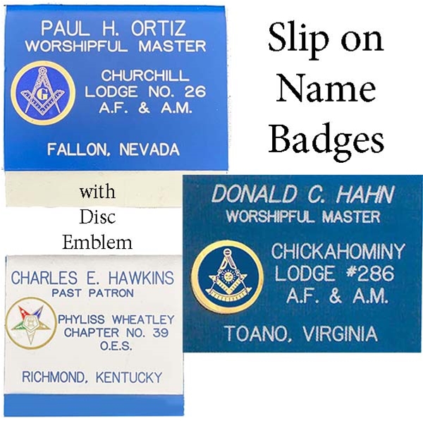 Masonic Slip-on Pocket Name Badge w/ Sticker Emblem- 3" x 2 3/4"