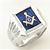 Master Mason ring with Square stone with S&C and "G"- Sterling Silver