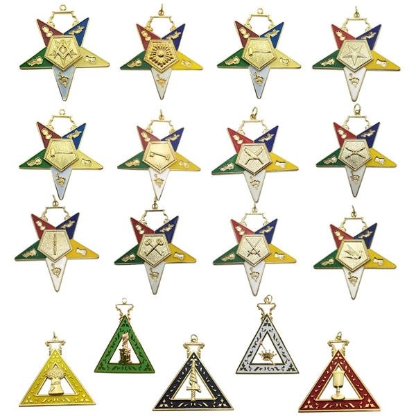 Order of the Eastern Star Worthy Matron officer jewel with enameled gold-tone finish
