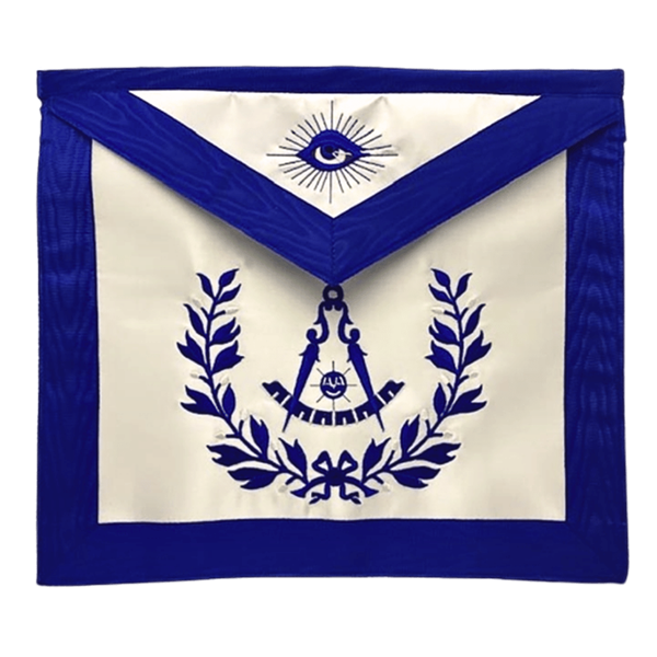 Satin Past Master Apron with Emblem & Wreath