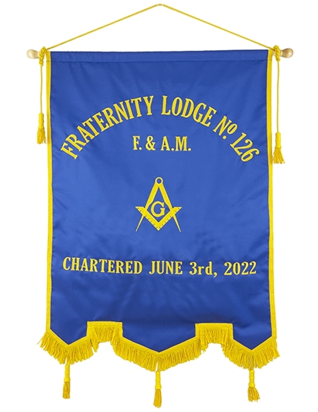 Masonic Banner with Emblem and Lodge Info (50 Characters included) 24"x36"