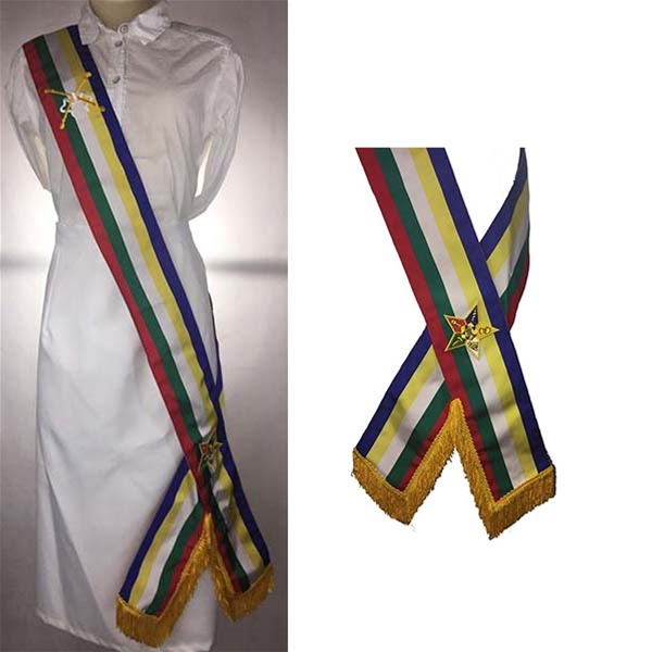 Lined 5 color ribbon sash Blue to Face