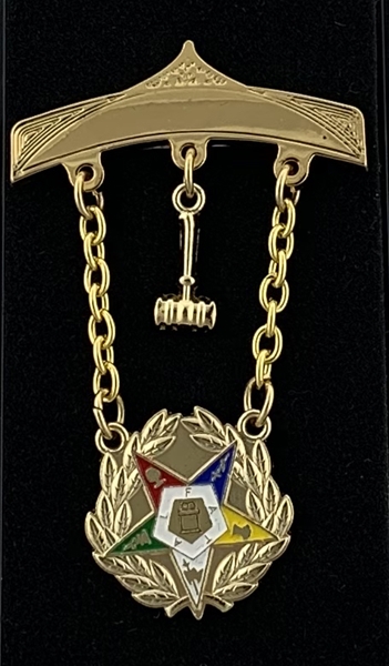 Eastern Star Matron/ Past Matron Gold Plate swinger Jewel. - Backordered