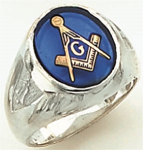Master Mason ring Round stone with S&C and "G" - Sterling Silver