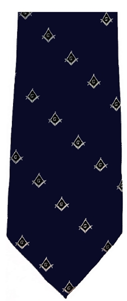 Loom Woven Master Mason Tie Navy Blue White S&C