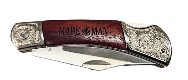 Masonic Folding knife with wood handle