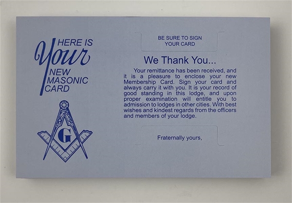 Masonic Dues Receipt Holder w/out Printing (50) | Blue | Sold AS IS