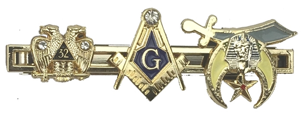 Masonic Tie Bar - Square Compasses, Scottish Rite and Shrine 