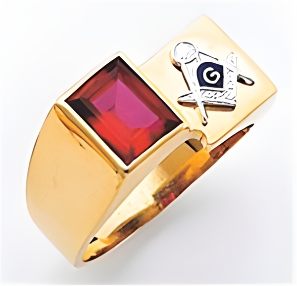 Masonic ring Square Birth stone with Square S&C and "G" - Sterling Silver